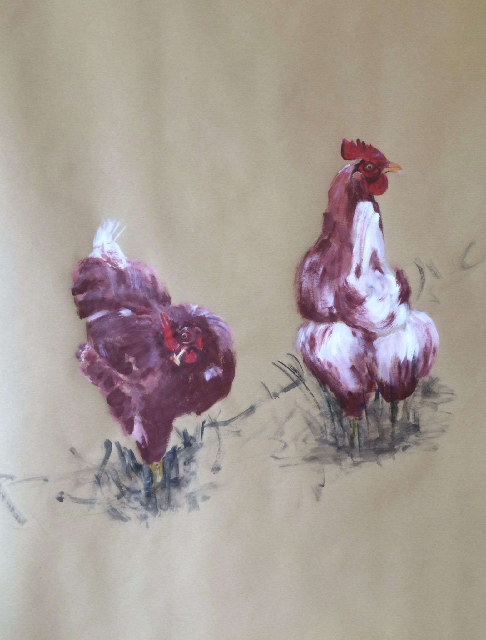 Alphühner, 2016, Acryl auf Papier