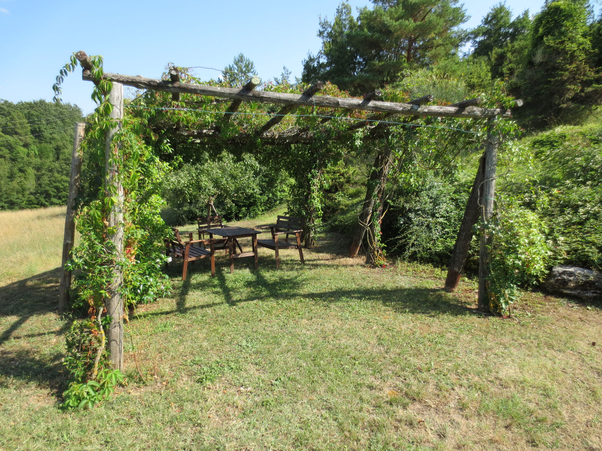 Unser Ferienanwesen: Villa Casale di Renata, Loc. La Casa (Rassina) - Pergola beim Swimming-Pool