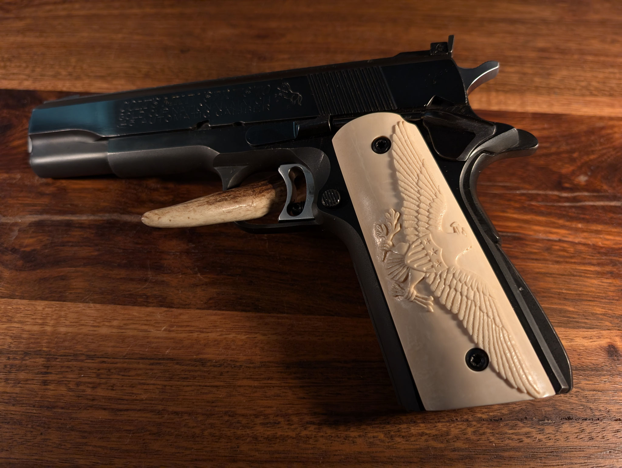 Colt 1911 with carved grips