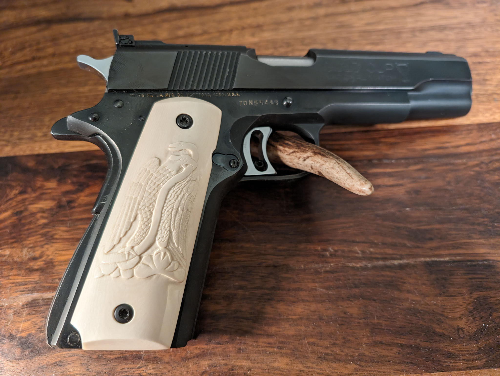 Colt 1911 carved Mexican eagle