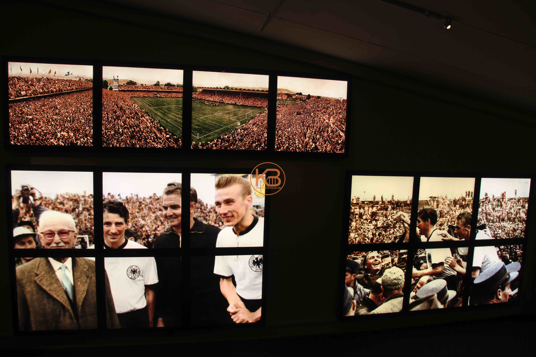 Extra für die Ausstellung nachkolorierte Bilder von der WM 1954