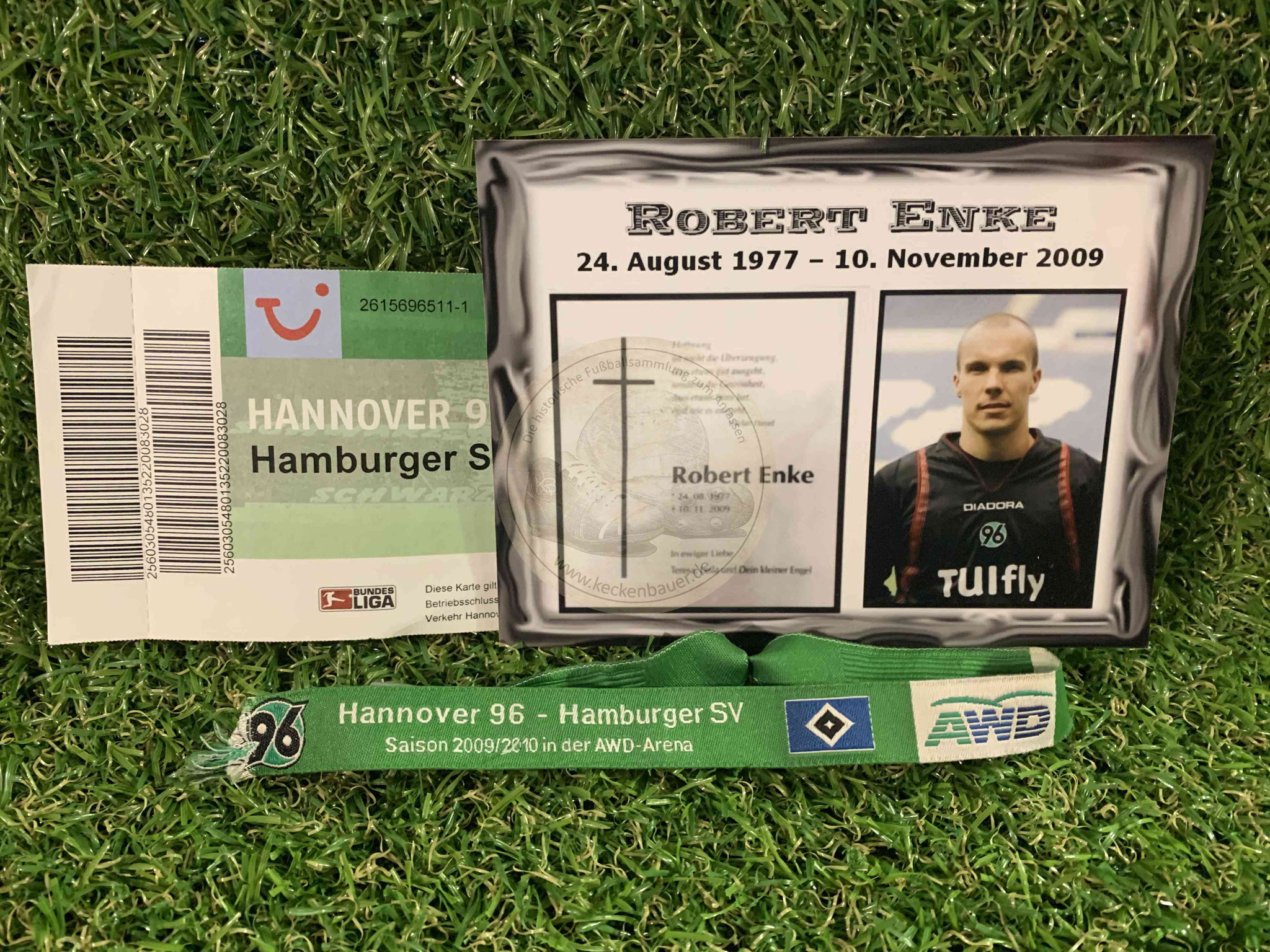 Robert Enke Kopie Todesanzeige sowie Ticket und Vip Bändchen von seinem letzten Spiel gegen den HSV