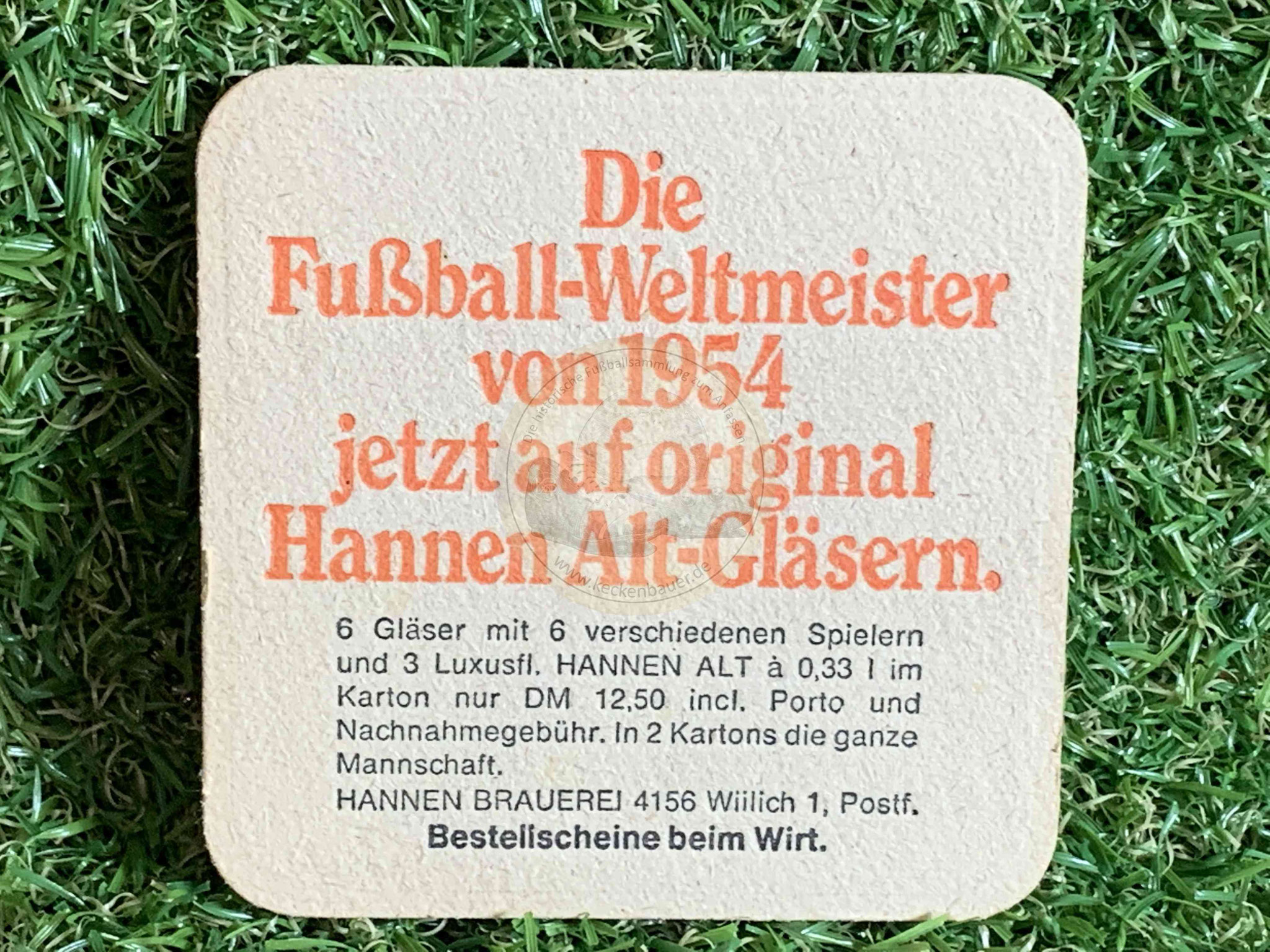 1954 Bierdeckel Hannen Alt für Gläser zur WM b