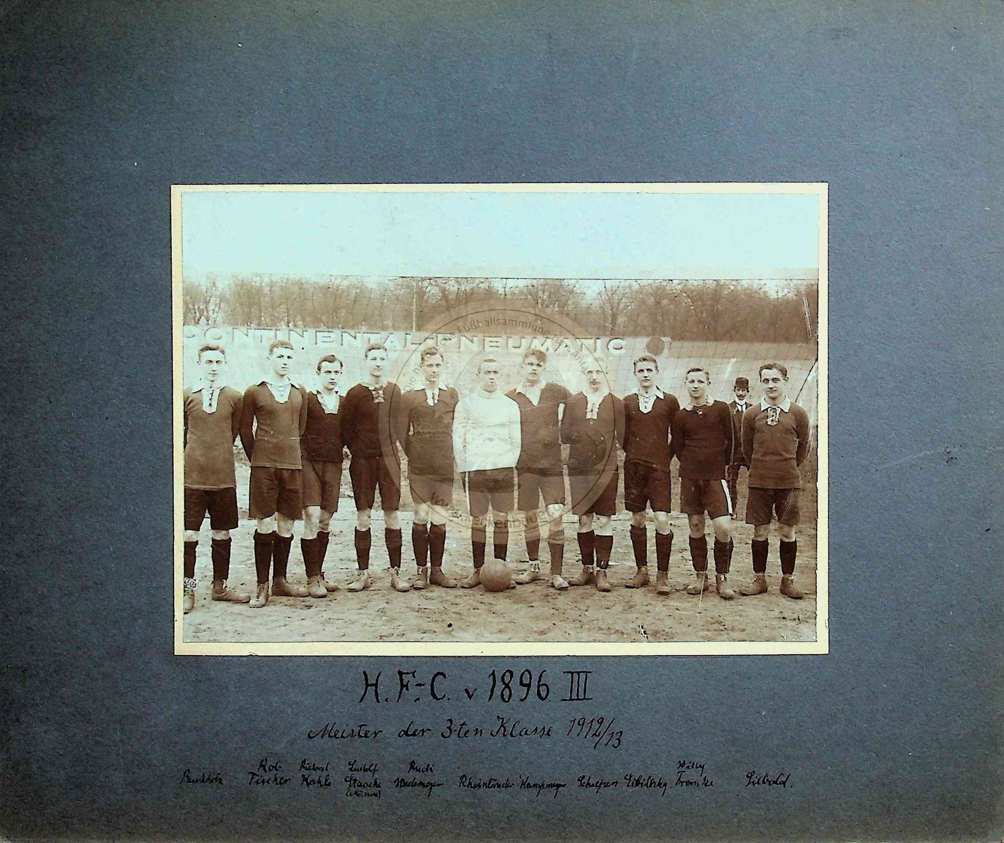 Originalfoto von HFC gegen 1896 aufgenommen am 6.4.13, wenige Monate später fusionierten die Vereine zu Hannover 96 2