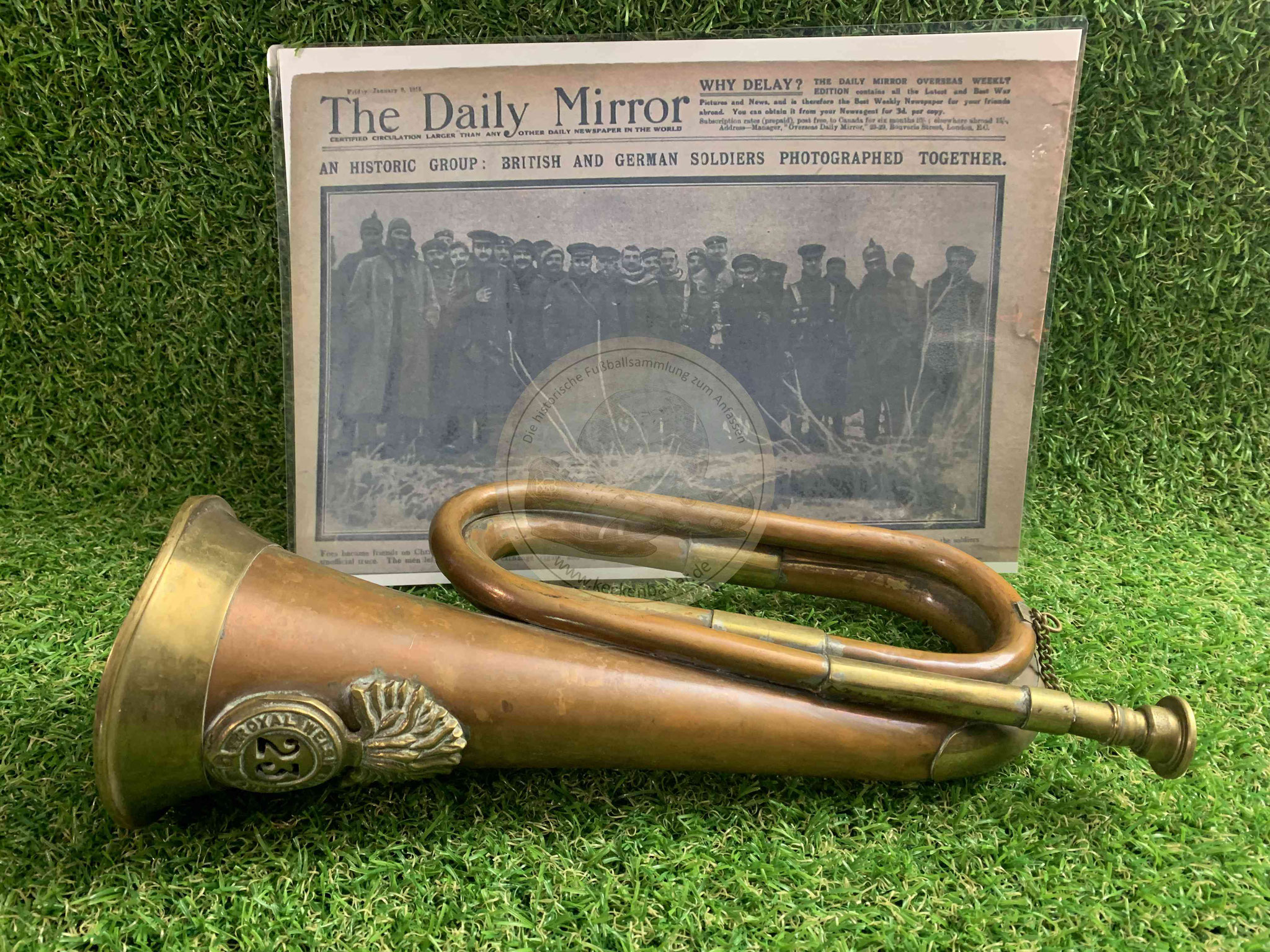 Antikes Horn aus dem Fußballspiel im ersten Weltkrieg