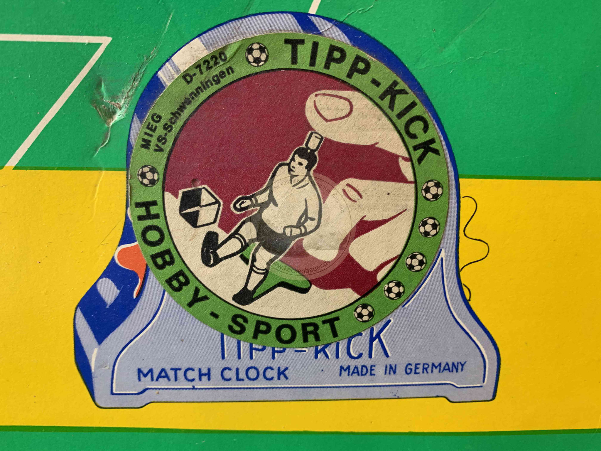 Tipp Kick Turnier aus den 1980ern mit Mieg Aufkleber 