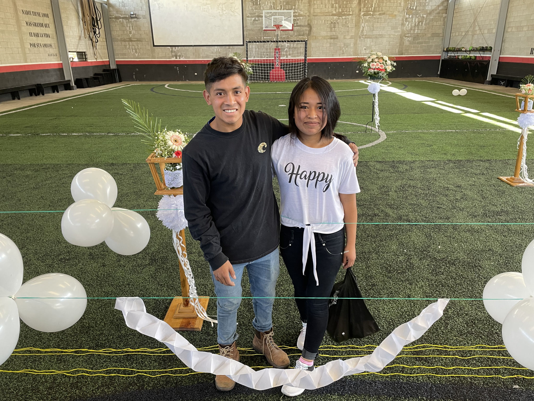 Nicho and Araceli, decorating for the wedding