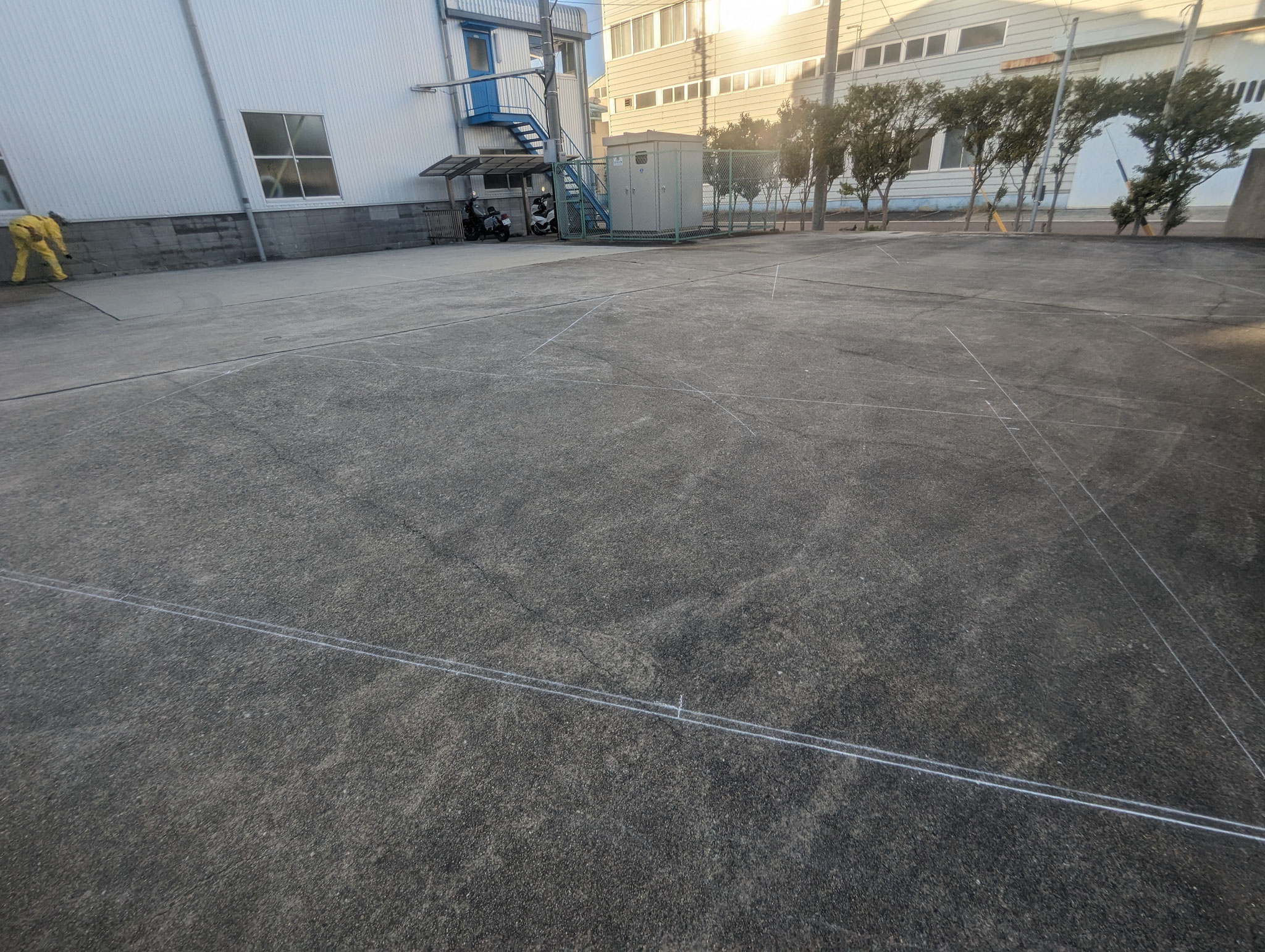 駐車場ライン引き工事：工程写真