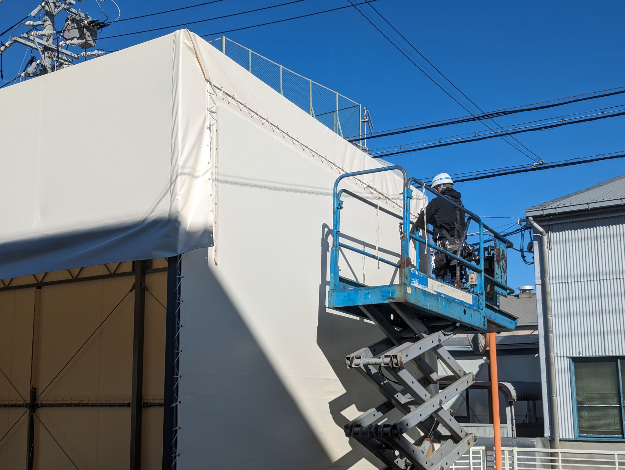 テント造製品置き場：工程写真
