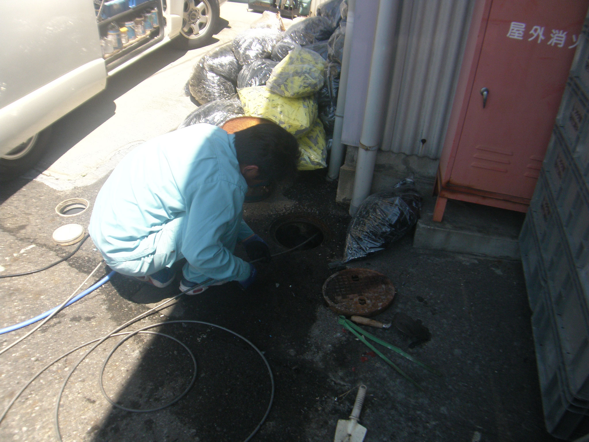 排水管高圧洗浄工事：工程写真