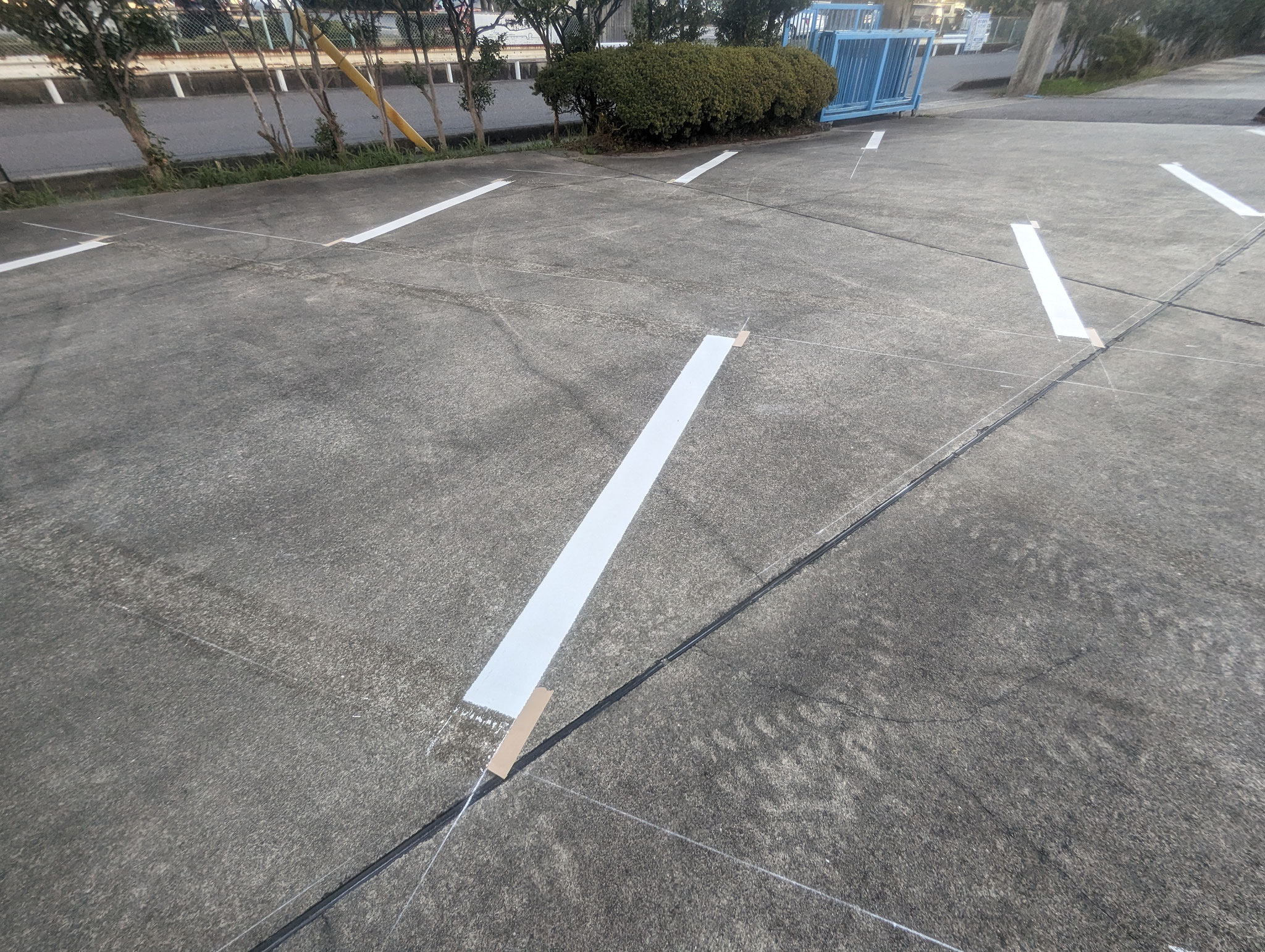 駐車場ライン引き工事：工程写真