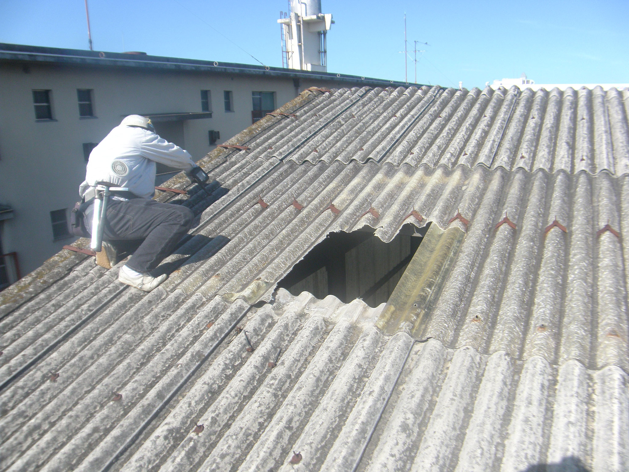 破損採光屋根取替工事：工程写真