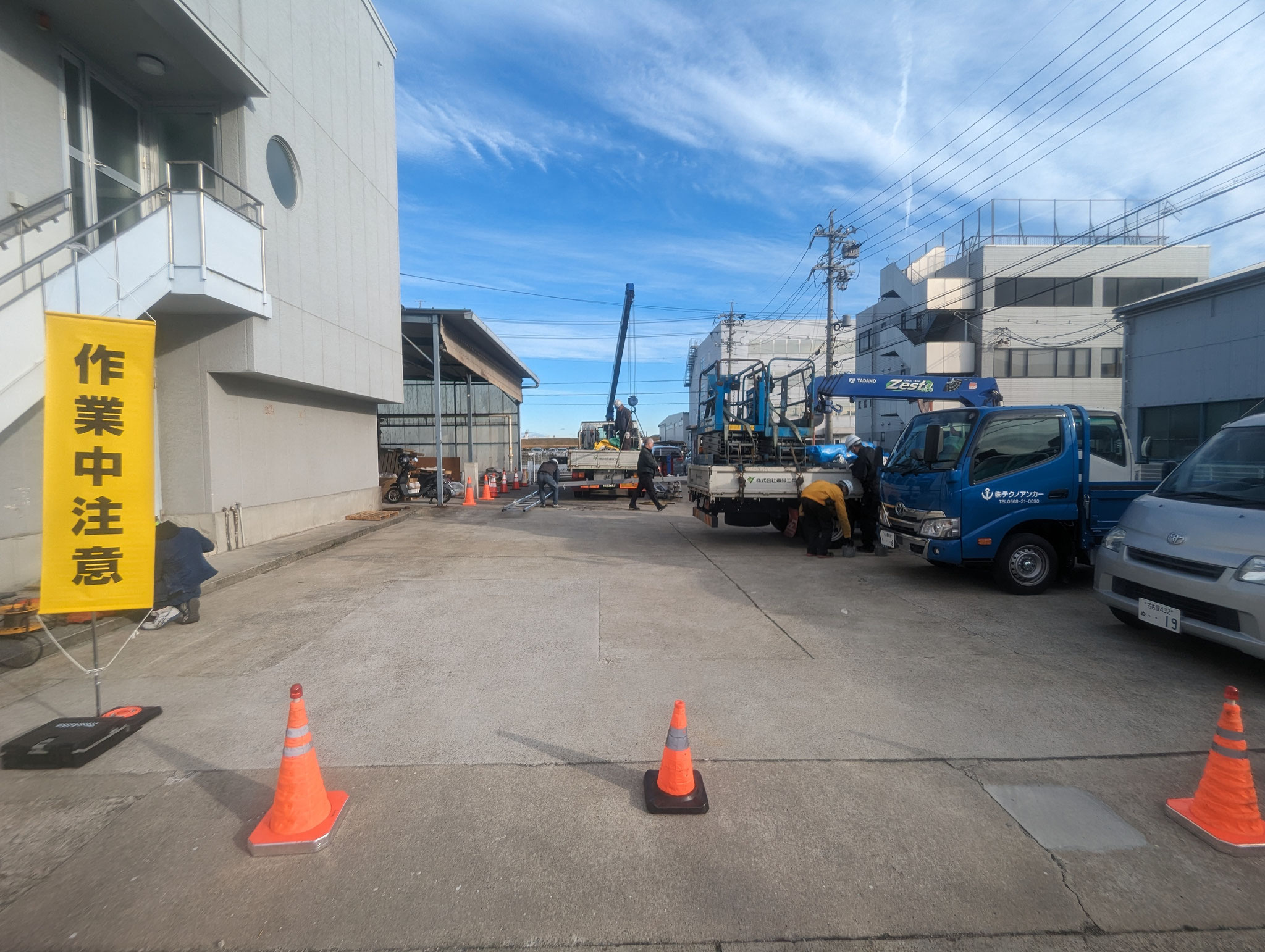 テント造製品置き場：工程写真