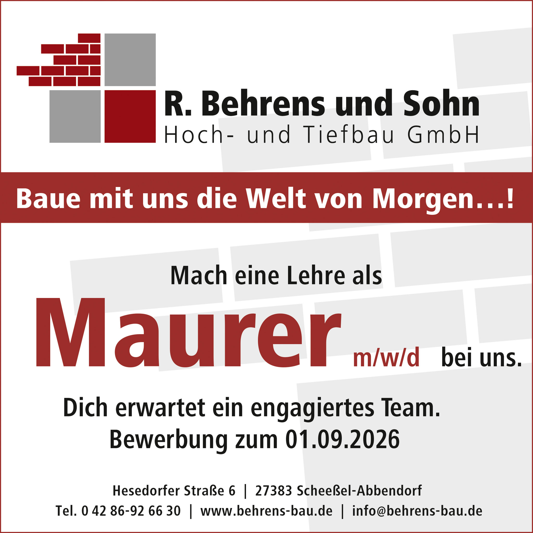 Maurer Scheessel Gyhum Hetzwege Ausbildung