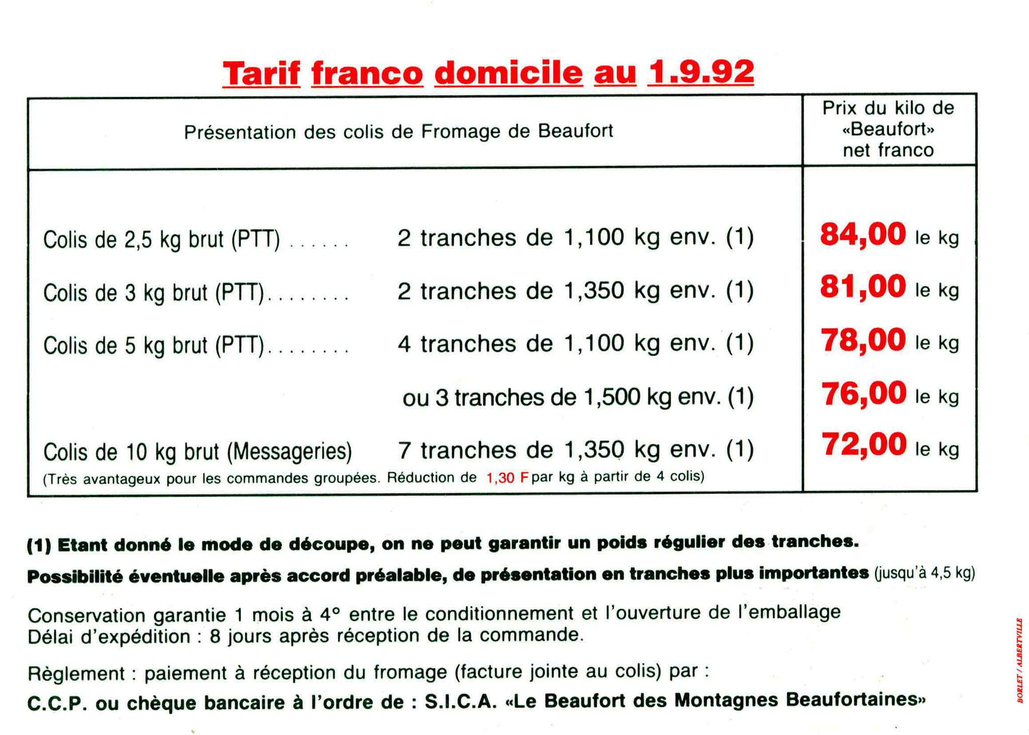 Bon de commande de 1992