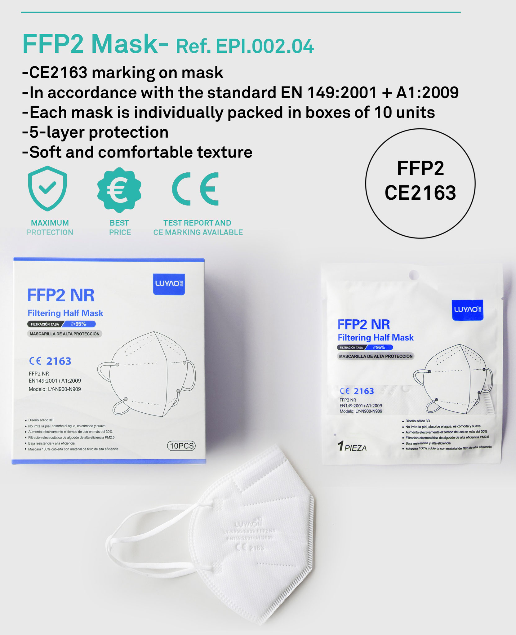 Zertifizierte FFP2 Masken - CE2163: Sofort verfügbar