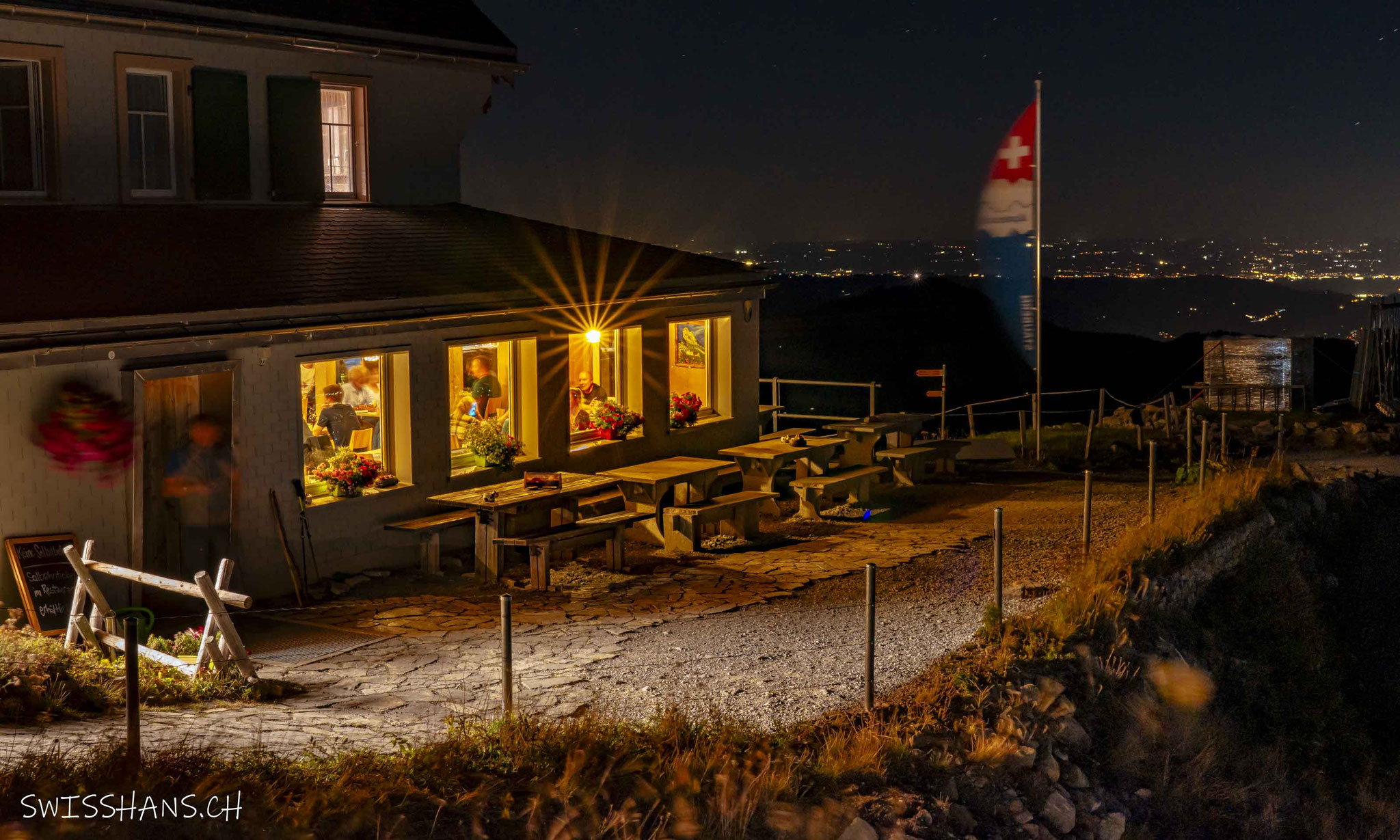 Berggasthaus Staubern bei Nacht