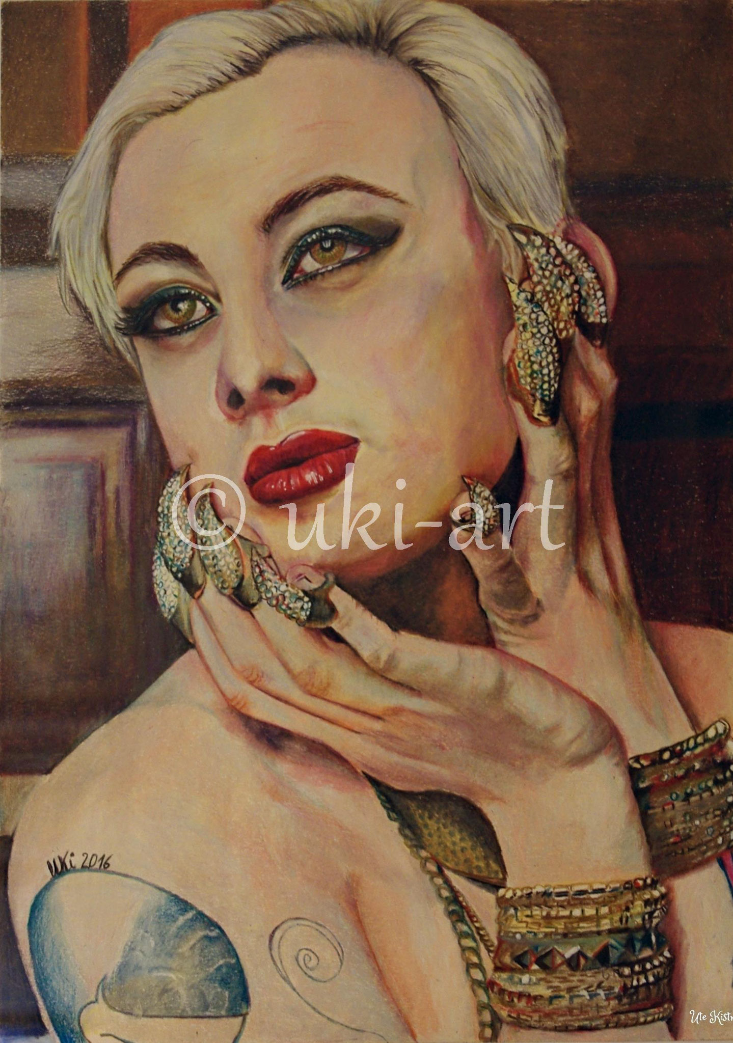 Diva - colored pencil, DIN A3, free reference photo