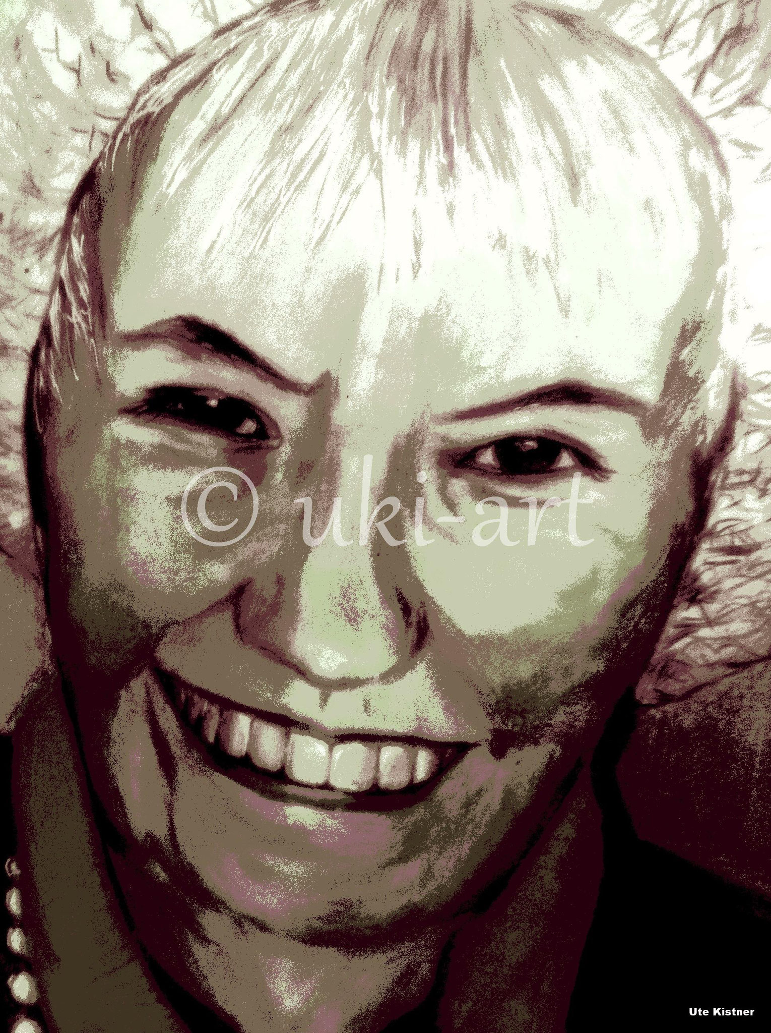 Portrait, colored Pencil, DIN A4, (digitalisiert mit Photobearbeitung)