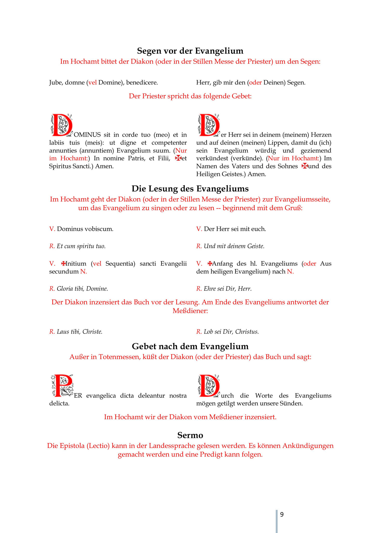 Segen vor dem Evangelium