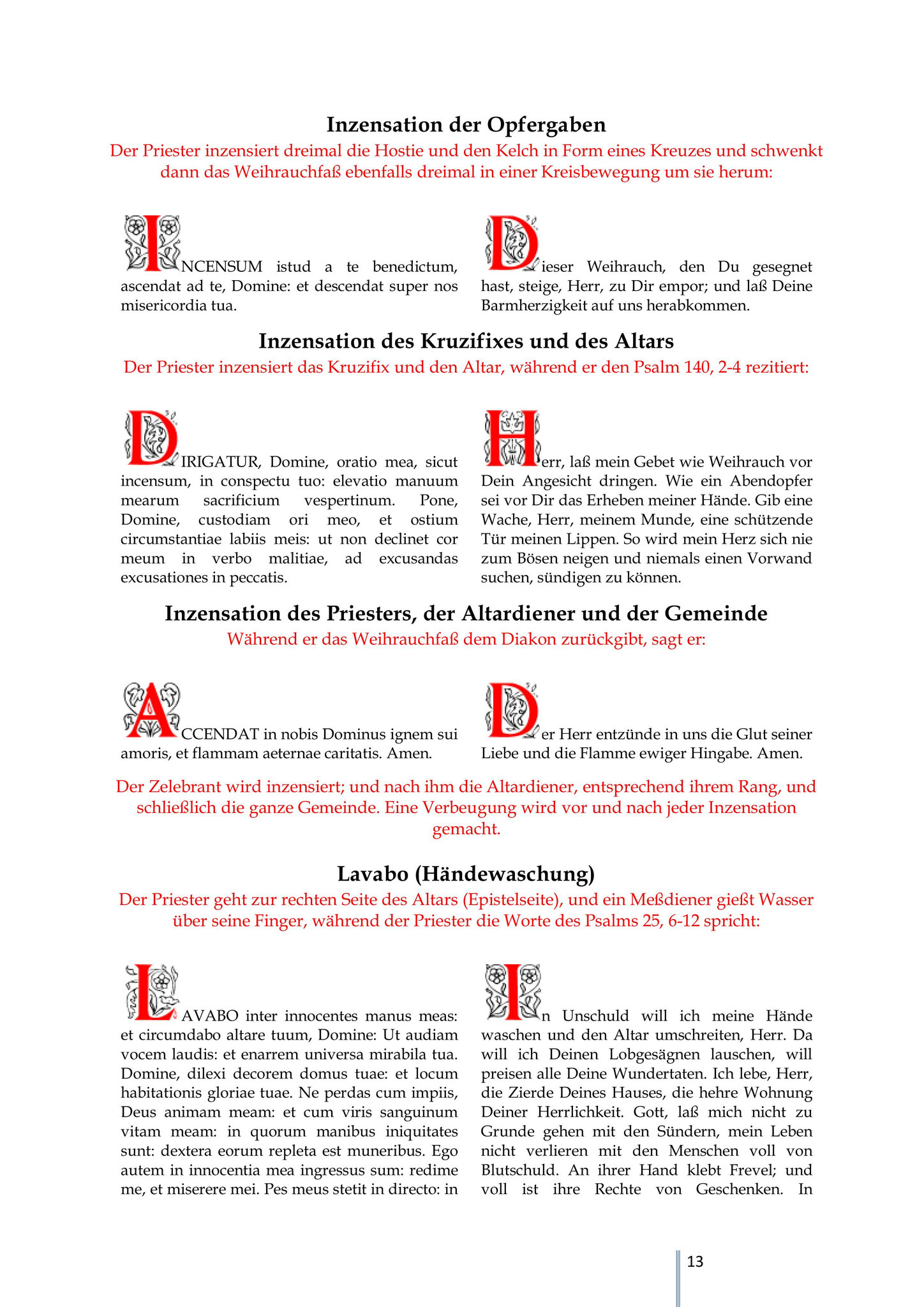 Inzensation der Opfergaben