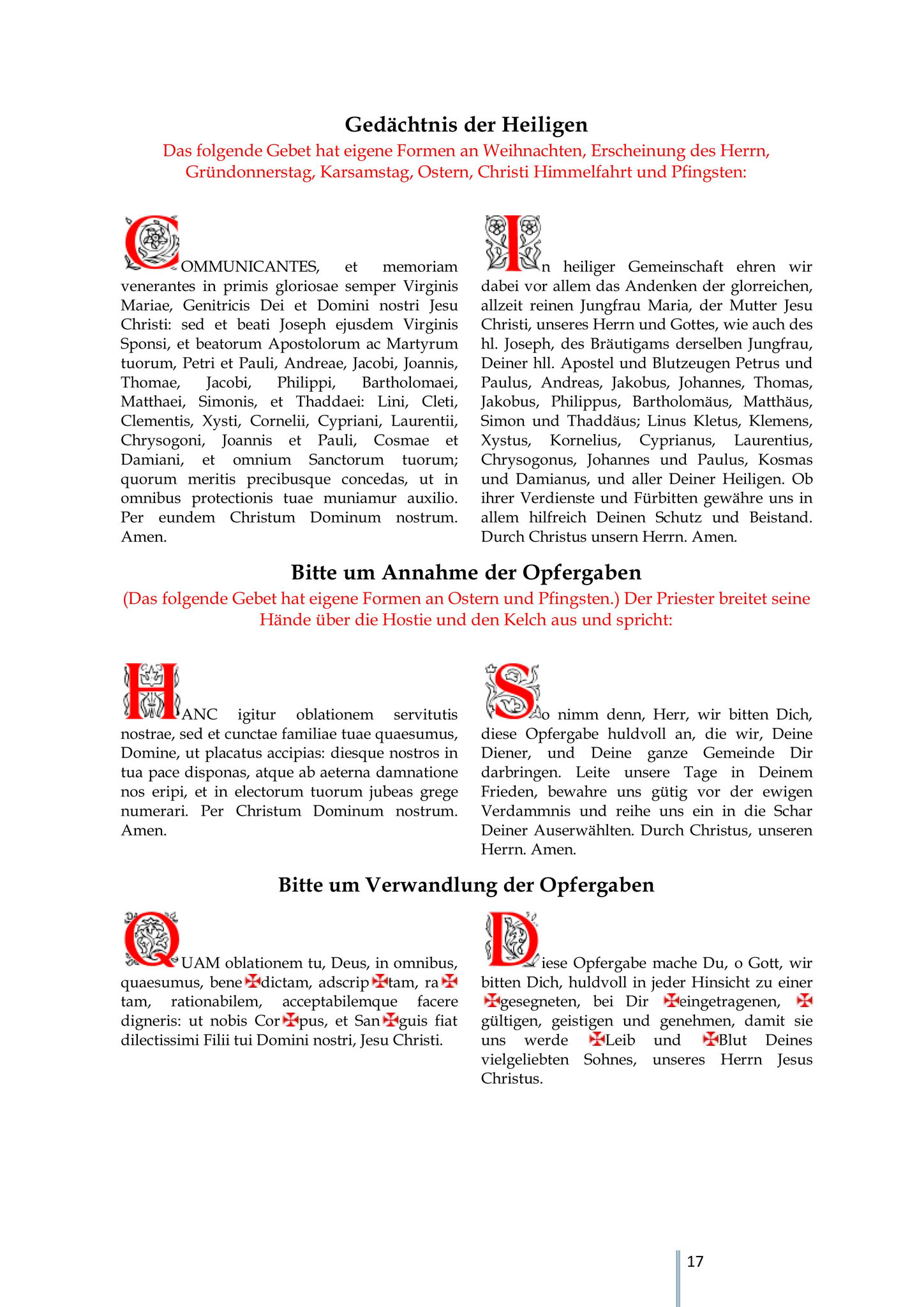 Gedächtnis der Heiligen