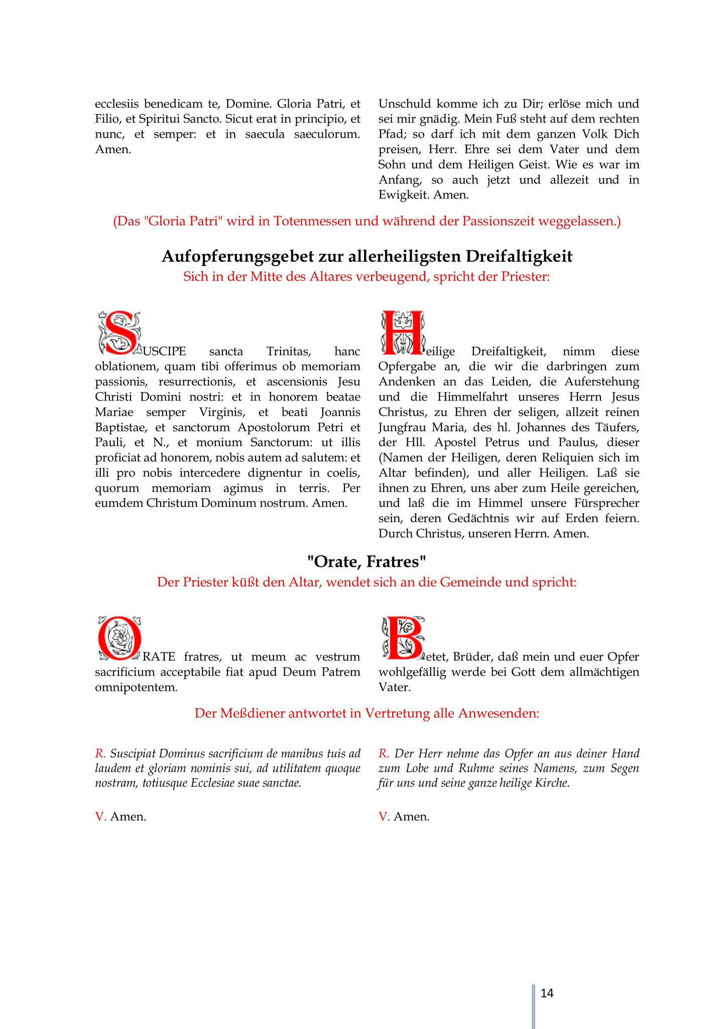 Aufopferungsgebet zur allerheiligsten Dreifaltigkeit