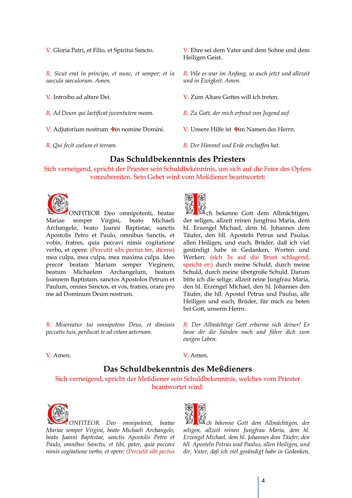 Das Schuldbekenntnis des Priesters