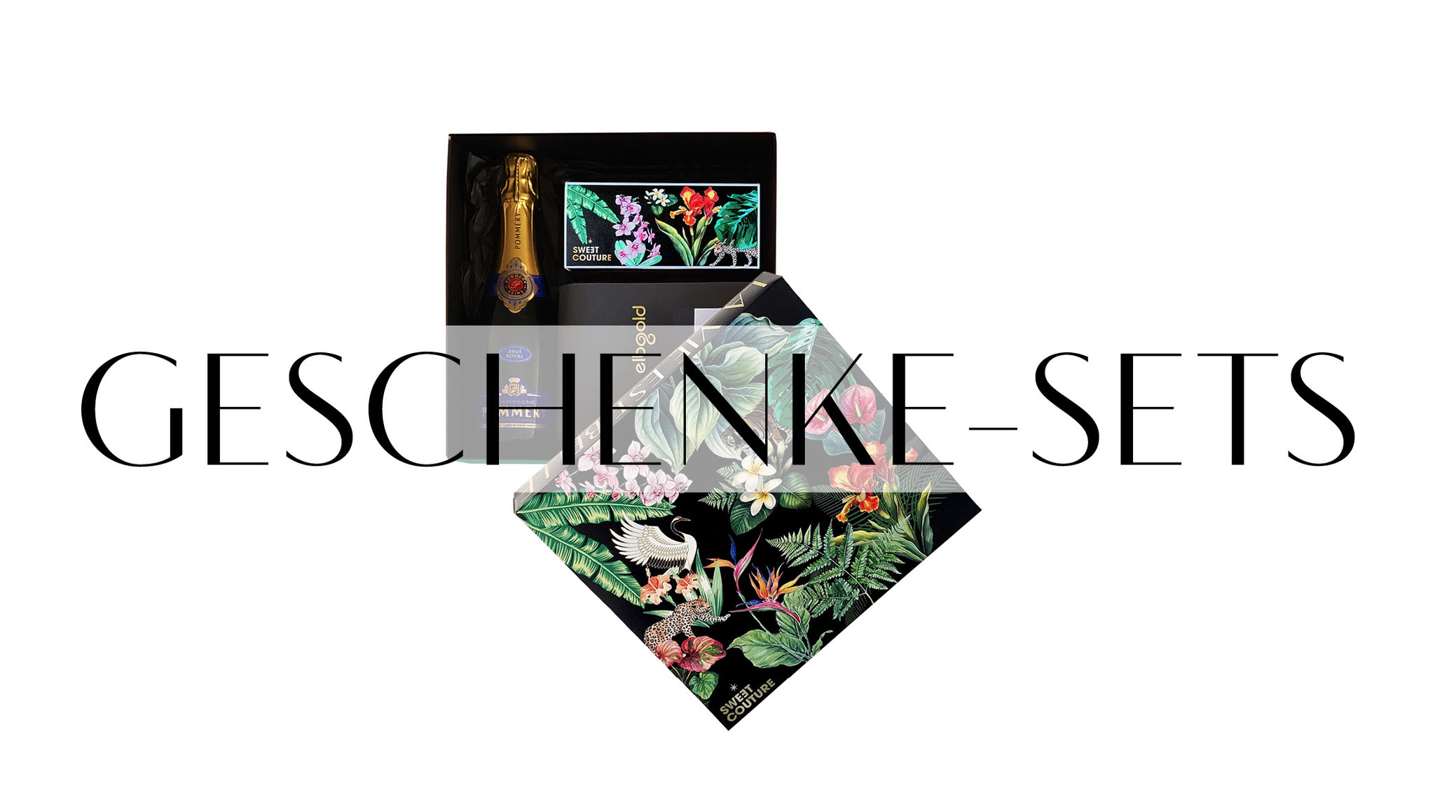 Geschenke-Sets mit Champagner, Pralinen und Espresso