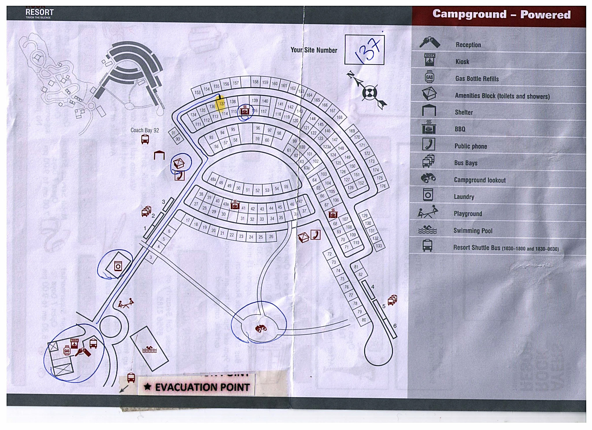 Lageplan der Wohnwagen-Stellplätze