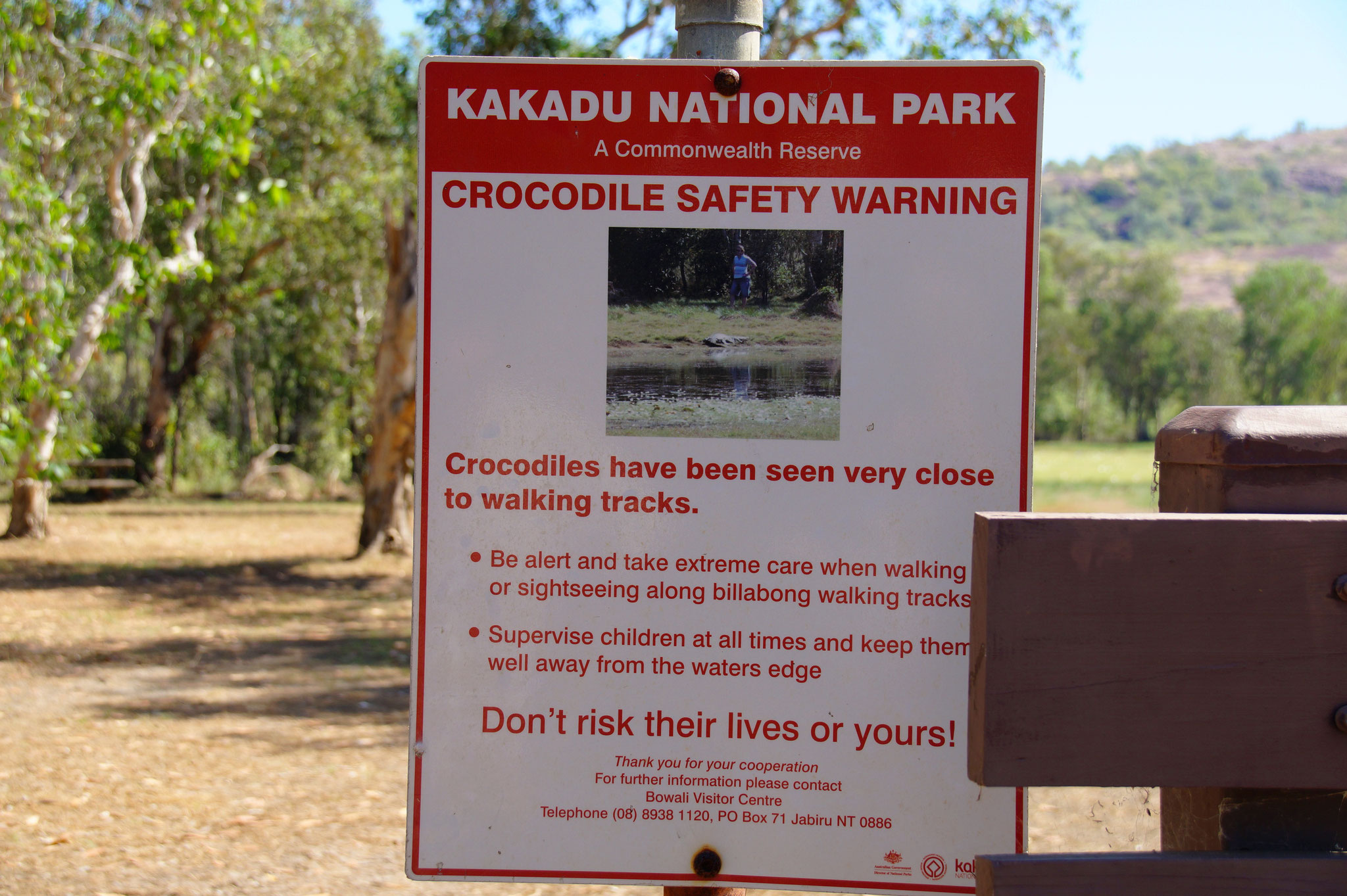 Im Kakadu Nationalpark wimmelt es von Krokodilen - Obacht geben, länger leben.