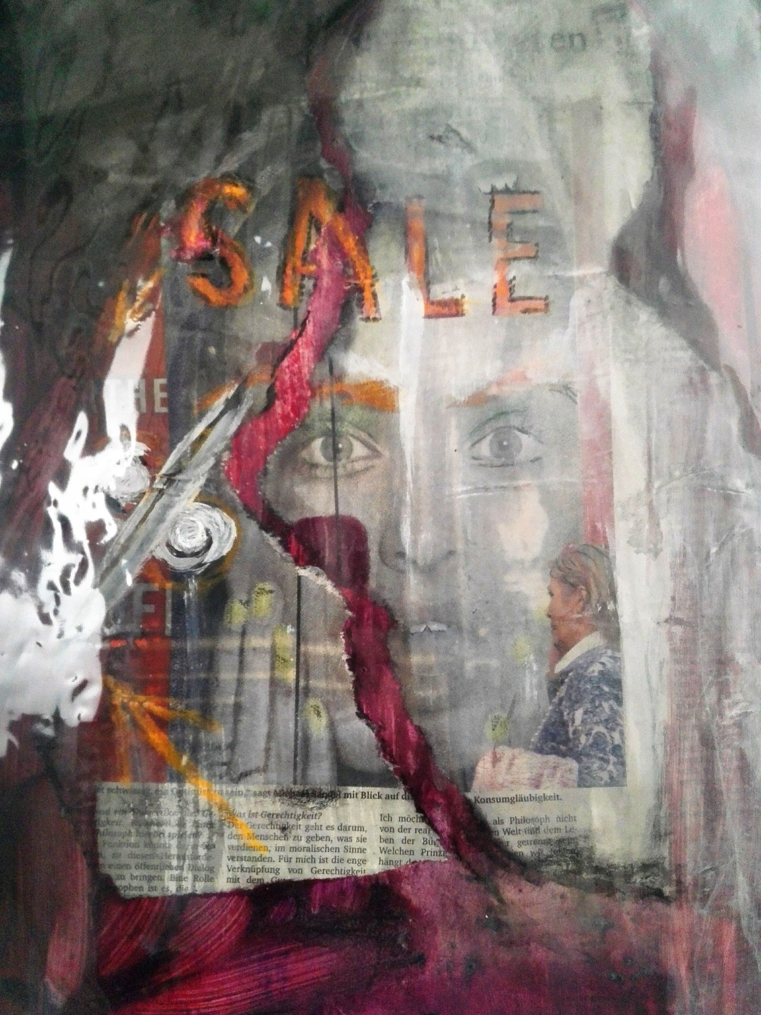 Collage ,  Acryl 30 x 40 cm auf Passepartoutpapier 2016,