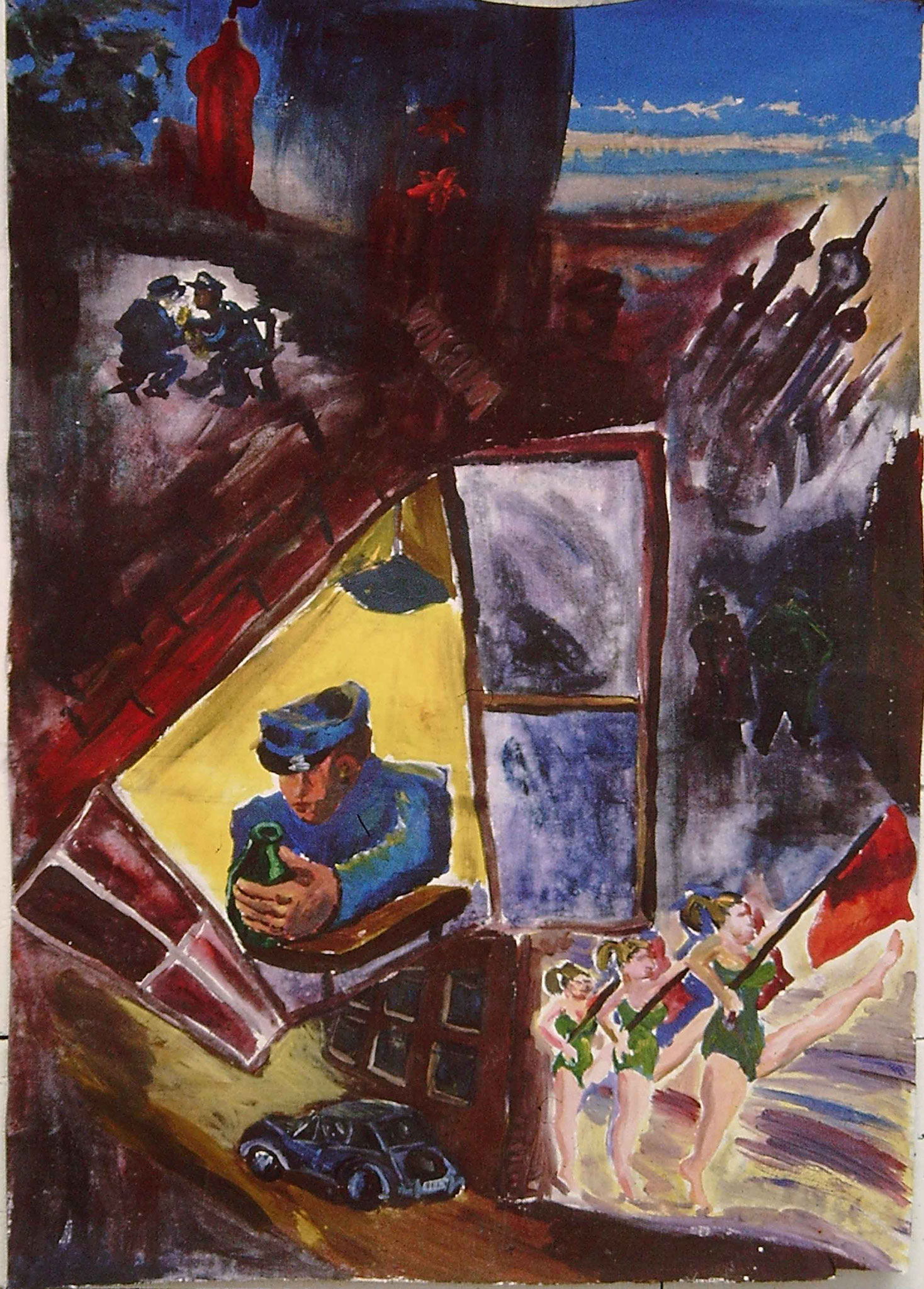 Oktober, Acryl auf Stoffbahn, 110 x 90 cm, 1984