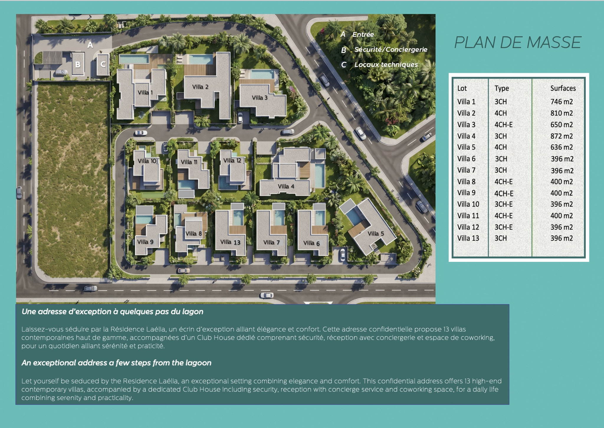 new program of villas PDS Laelia in trou aux biches Mauritius near the beach..