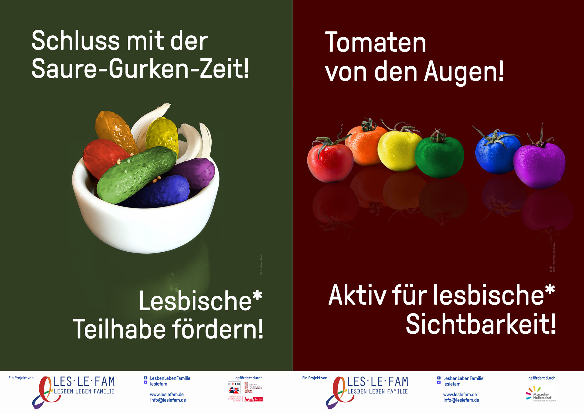 26. April: Zum internationalen Tag der lesbischen Sichtbarkeit startet der Verein Lesben Leben Familie (LesLeFam) eine Plakatkampagne mit vier verschiedenen Motiven. 
