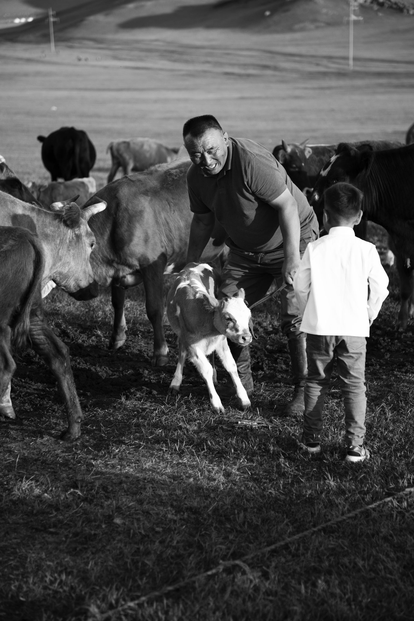 "Family workers" - Lkhagvasuren et son petit-fils, Duurenbaatar. Mongolie (2025). © Clémence Rougetet
