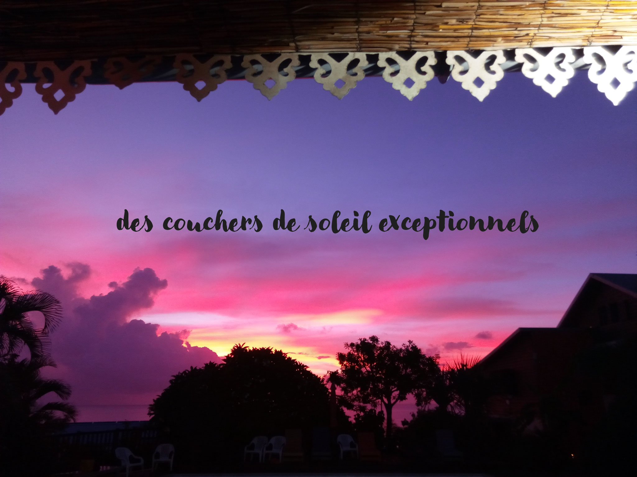 Stunning sunset viewed from the terrace of a holiday bungalow at the residence, Saint-Leu, west coast Réunion