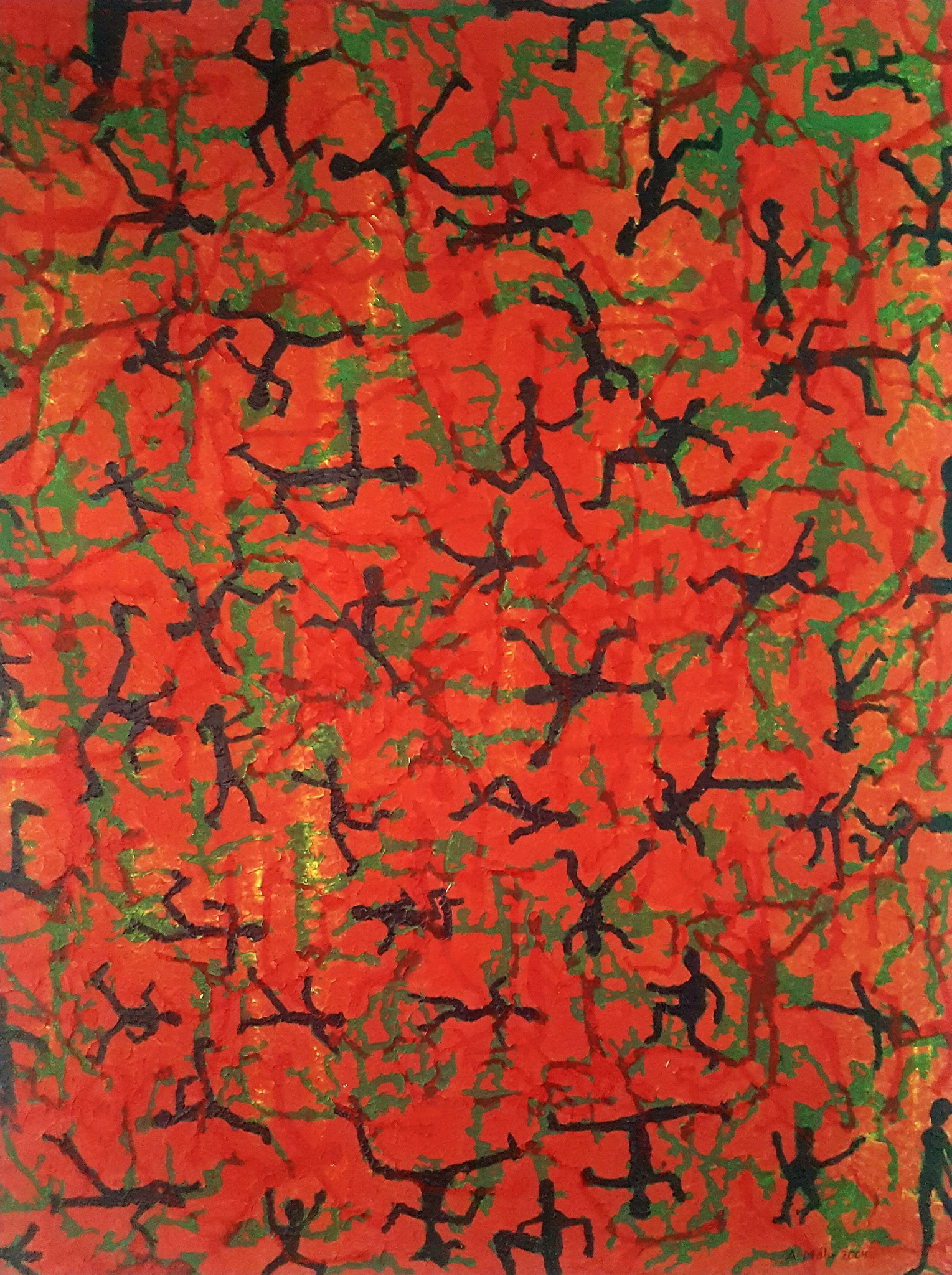 Zeitgenössische Malerei von Alexandra Mohr: Großformatige Auftragsarbeit Acryl auf Leinwand. Gehört zu der Serie "Die Vielfältigkeit der Menschen"