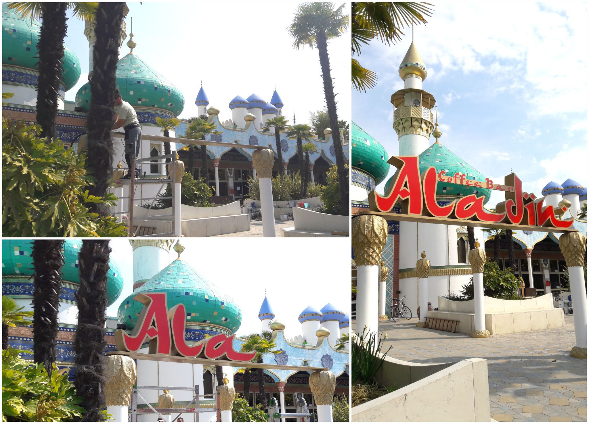 Installazione insegna su pilastri - Gardaland