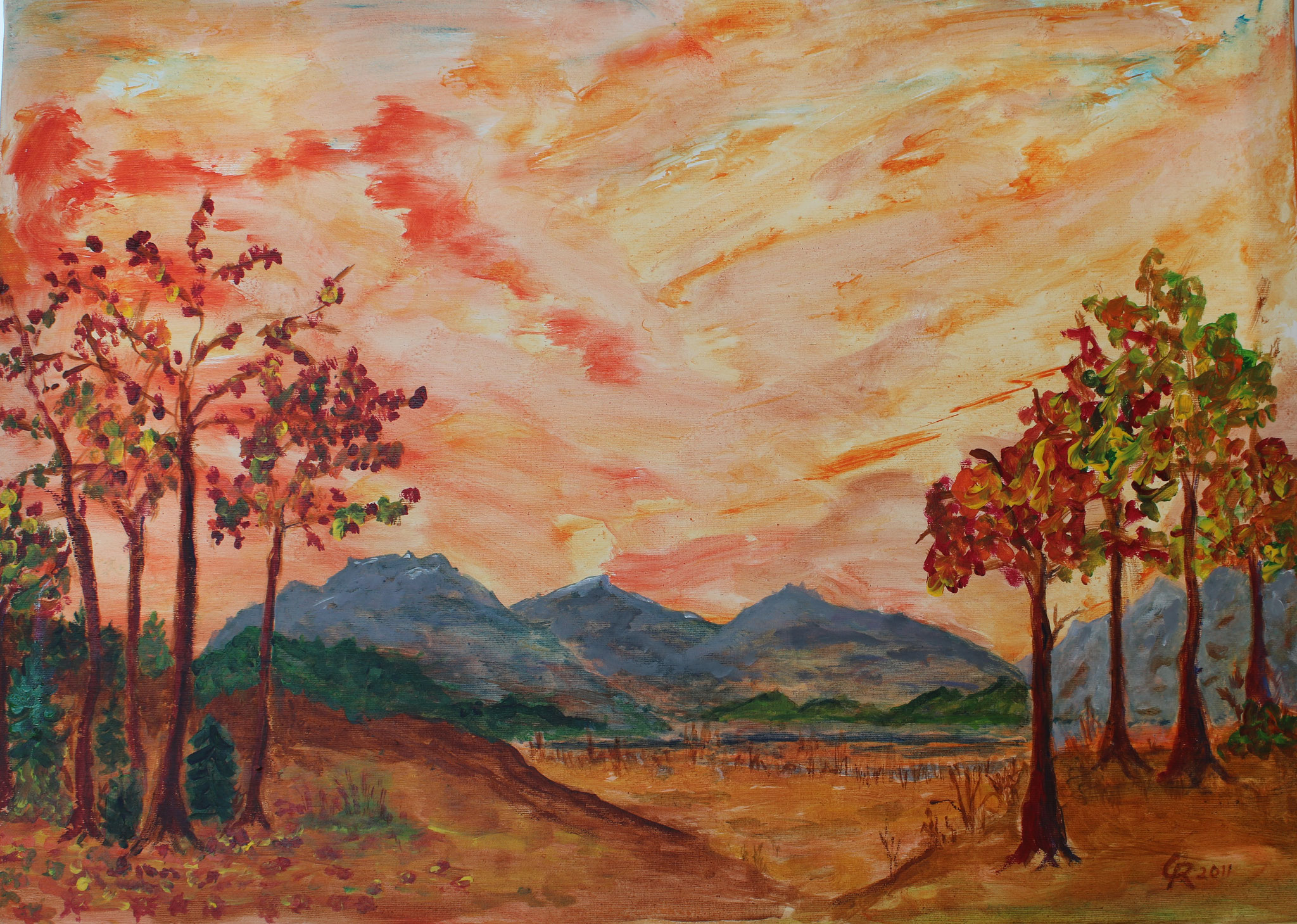 Herbstlandschaft im Voralpenland, Acryl (2020)
