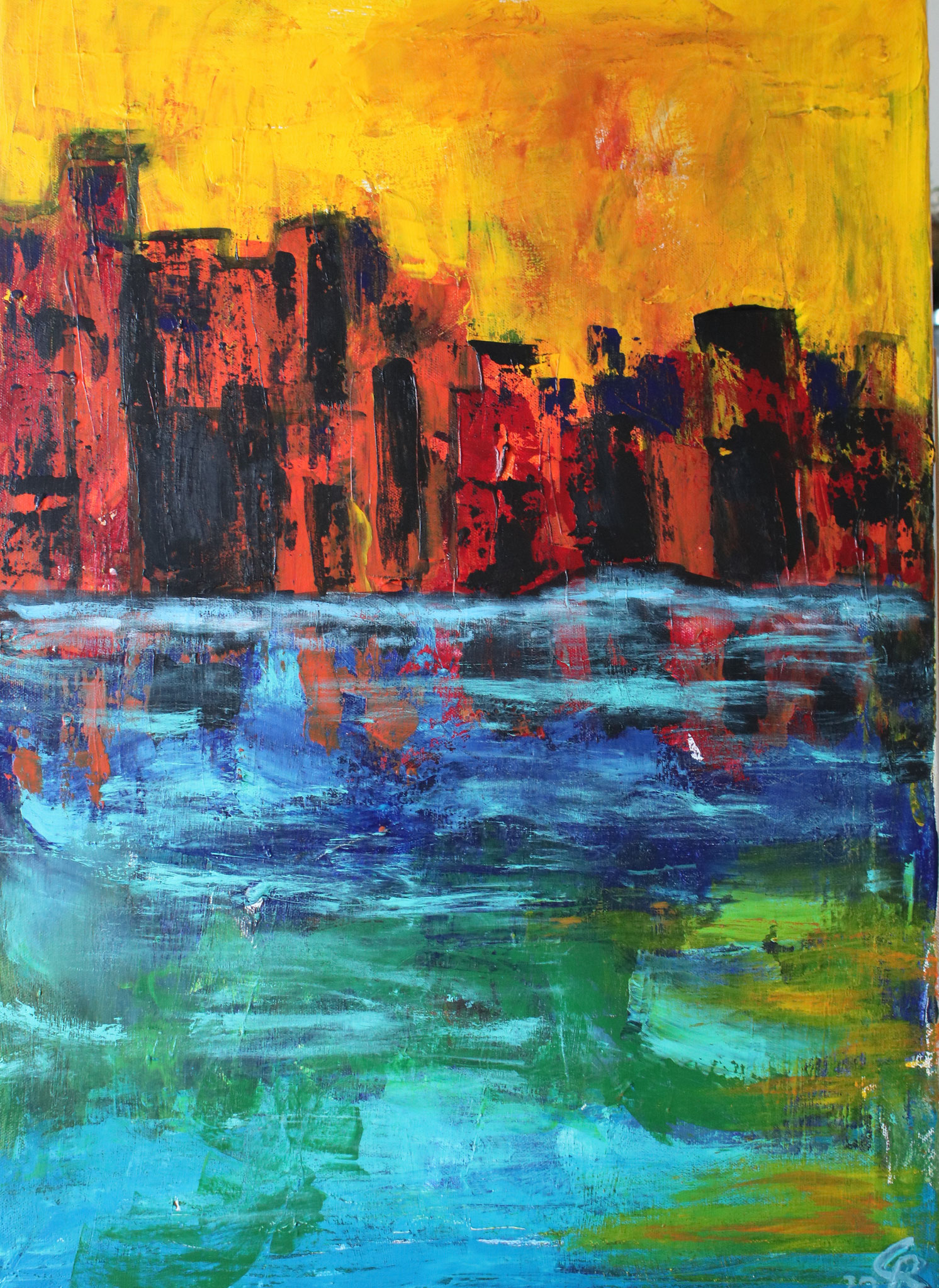 Reflections of a city, Acryl, (2022)