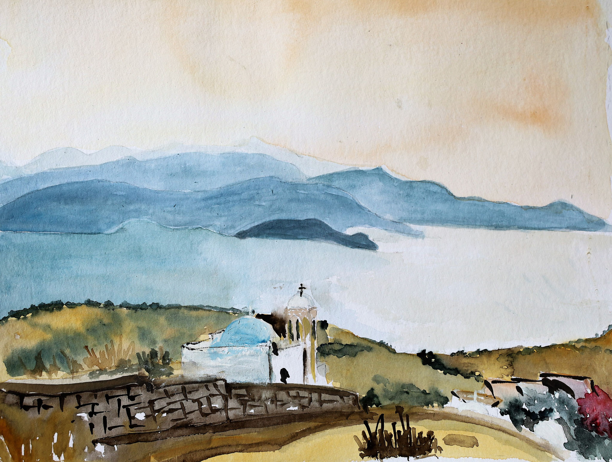 Bucht in Milos, Aquarell (2022)