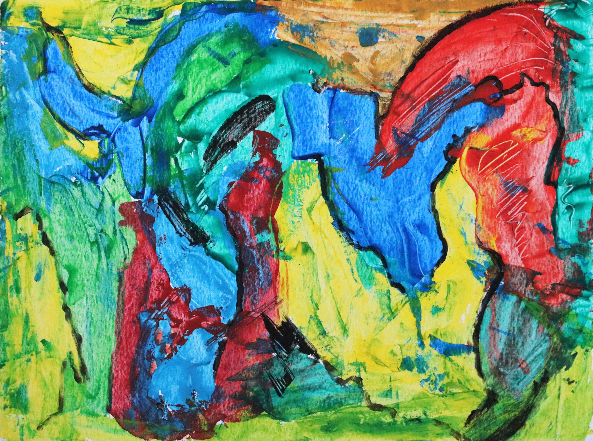 Drachenkampf, Acryl auf Papier (2010)