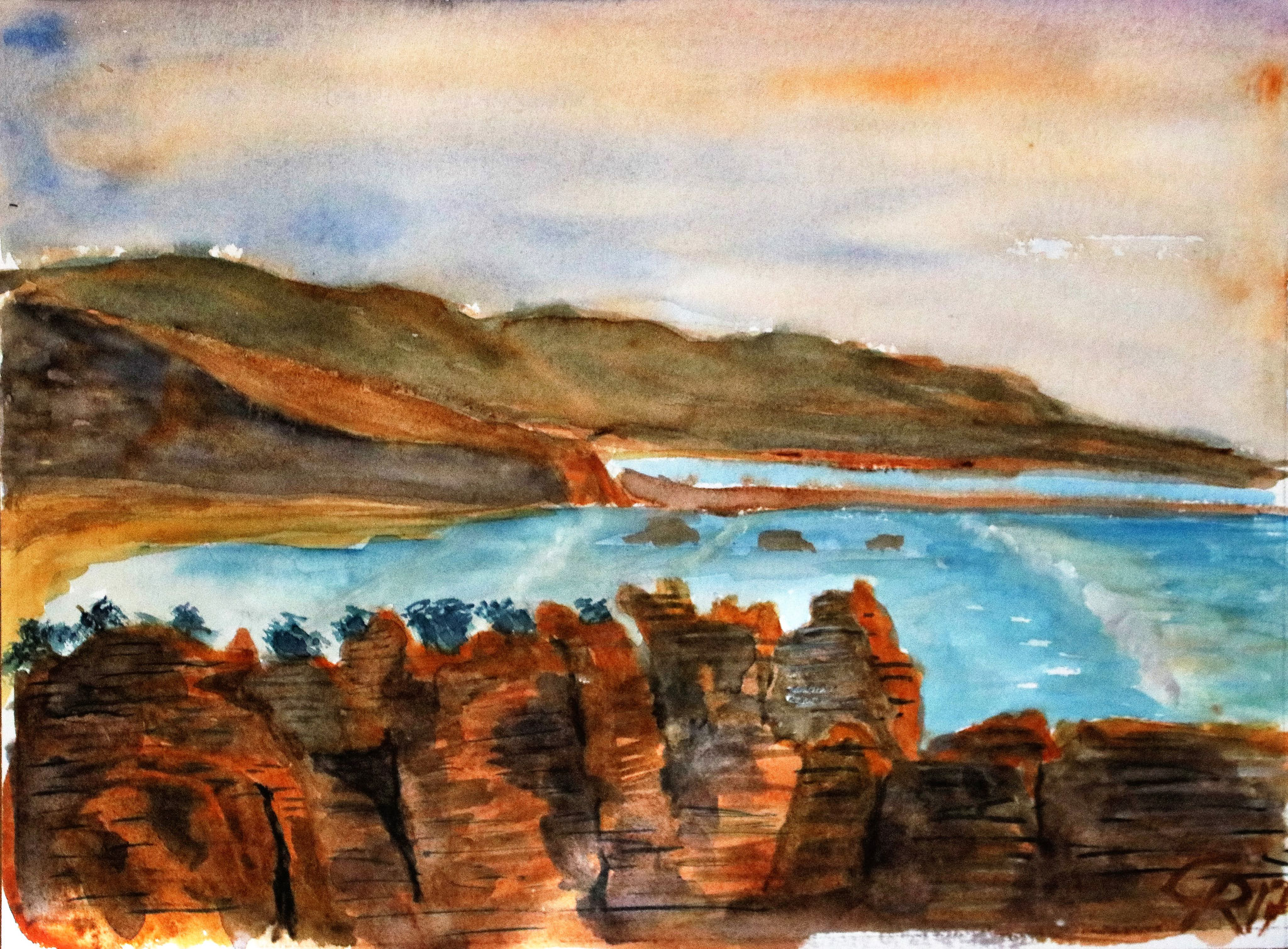 Neuseeland, Pancake Rocks, Aquarell (2017)