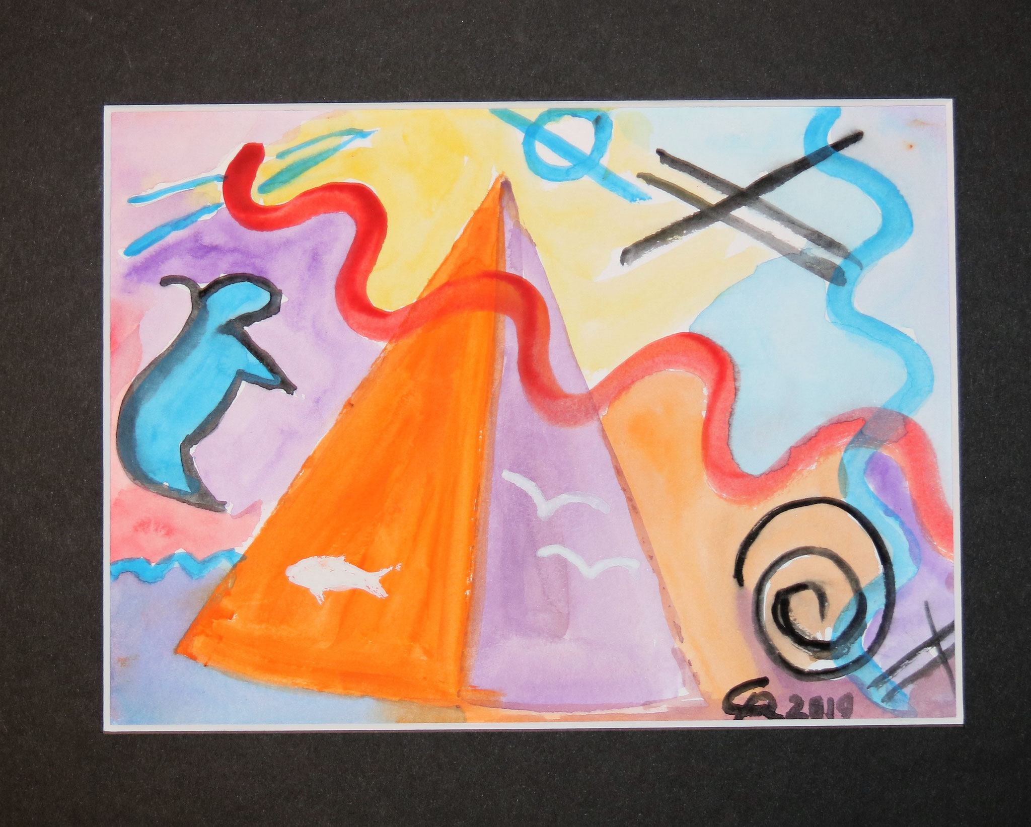 Vielfalt (Farben, Formen und Figuren), Hommage an Kandinsky, Aquarell (2019)