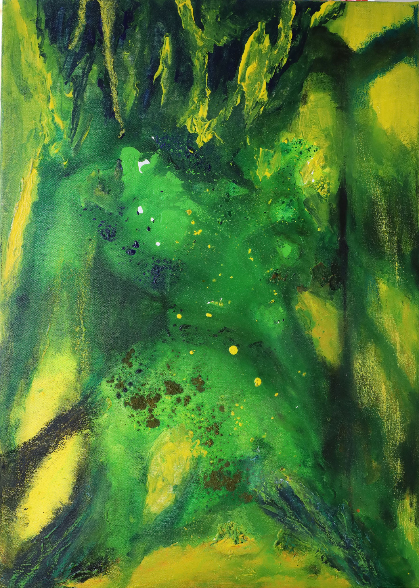 Impression in Grün und Gelb, Acryl (2020)