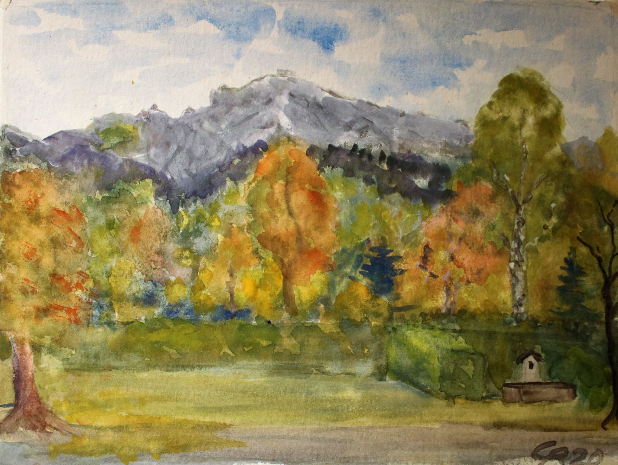 Bannwaldsee, Herbststimmung, Aquarell (2020)