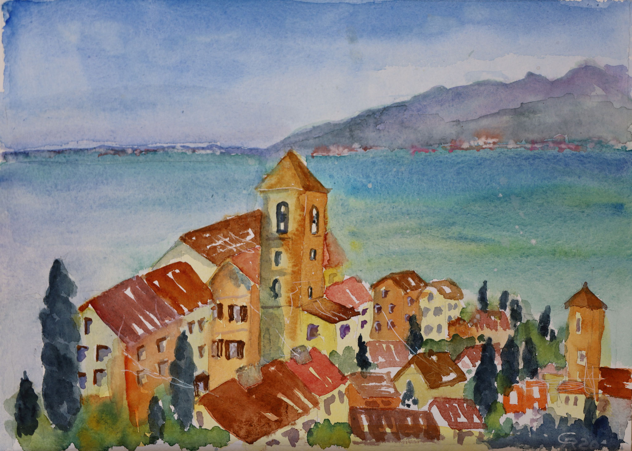 Castelletto di Brenzone, Gardasee, Aquarell (2020)