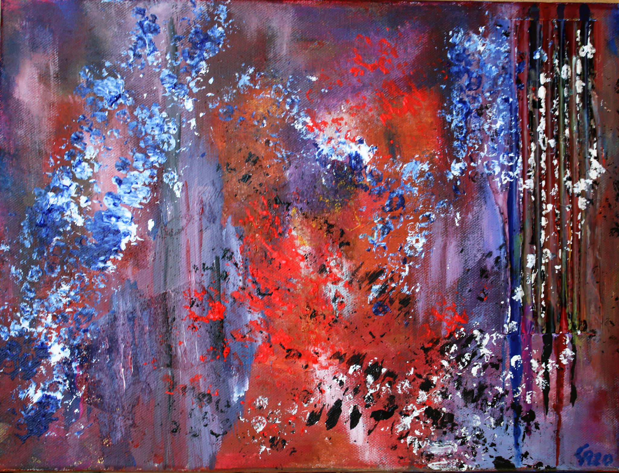 Dancing of colors, Acryl mit Wellpappe (2022)