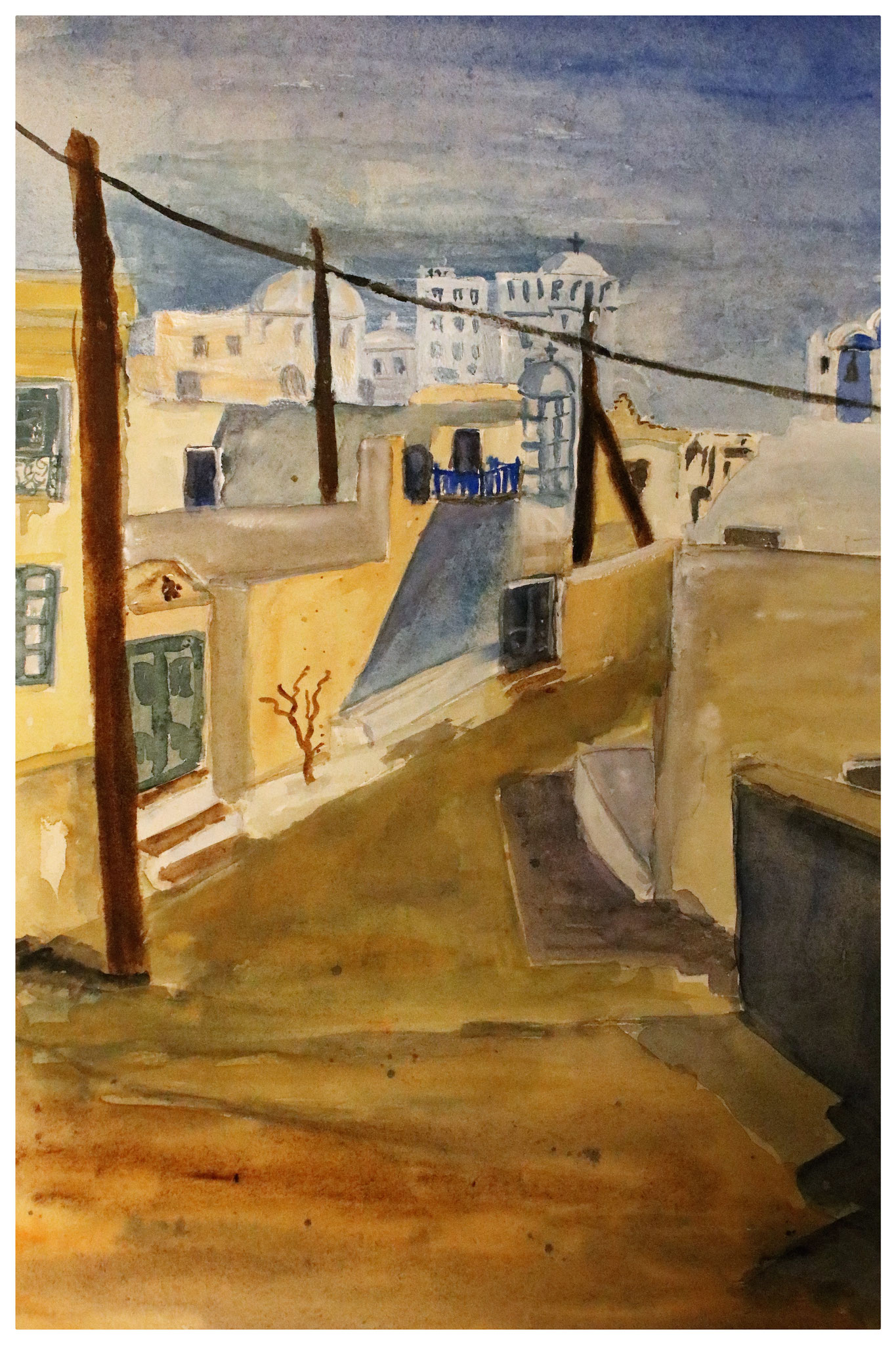 Amorgos, Straßenszene I, Aquarell (2017)
